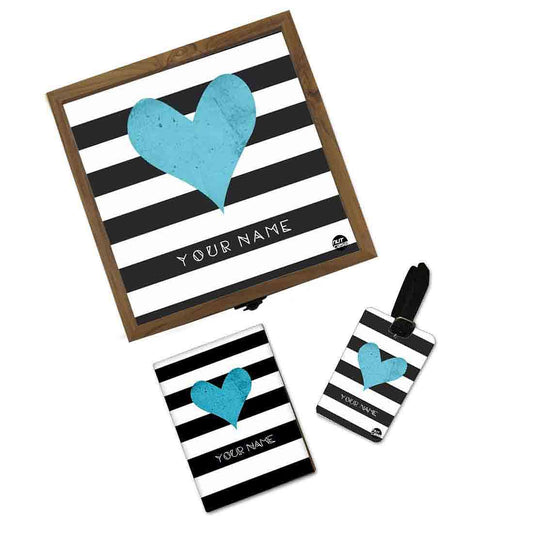 Personalized Travel Gifts - Blue Heart Black Strips Nutcase