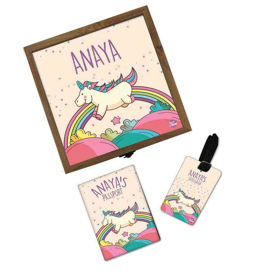 Personalised Passport Holder For Kids  - Magical Unicorn Rainbow Nutcase