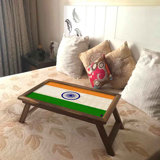 Nutcase Designer Bed Tray for Breakfast - Foldable Teak Wooden Study Desk - Indian Flag Nutcase