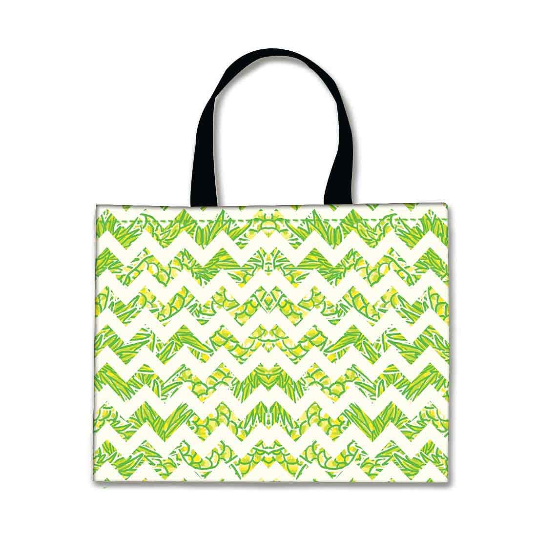 Designer Tote Bag With Zip Beach Gym Travel Bags - Green Lines