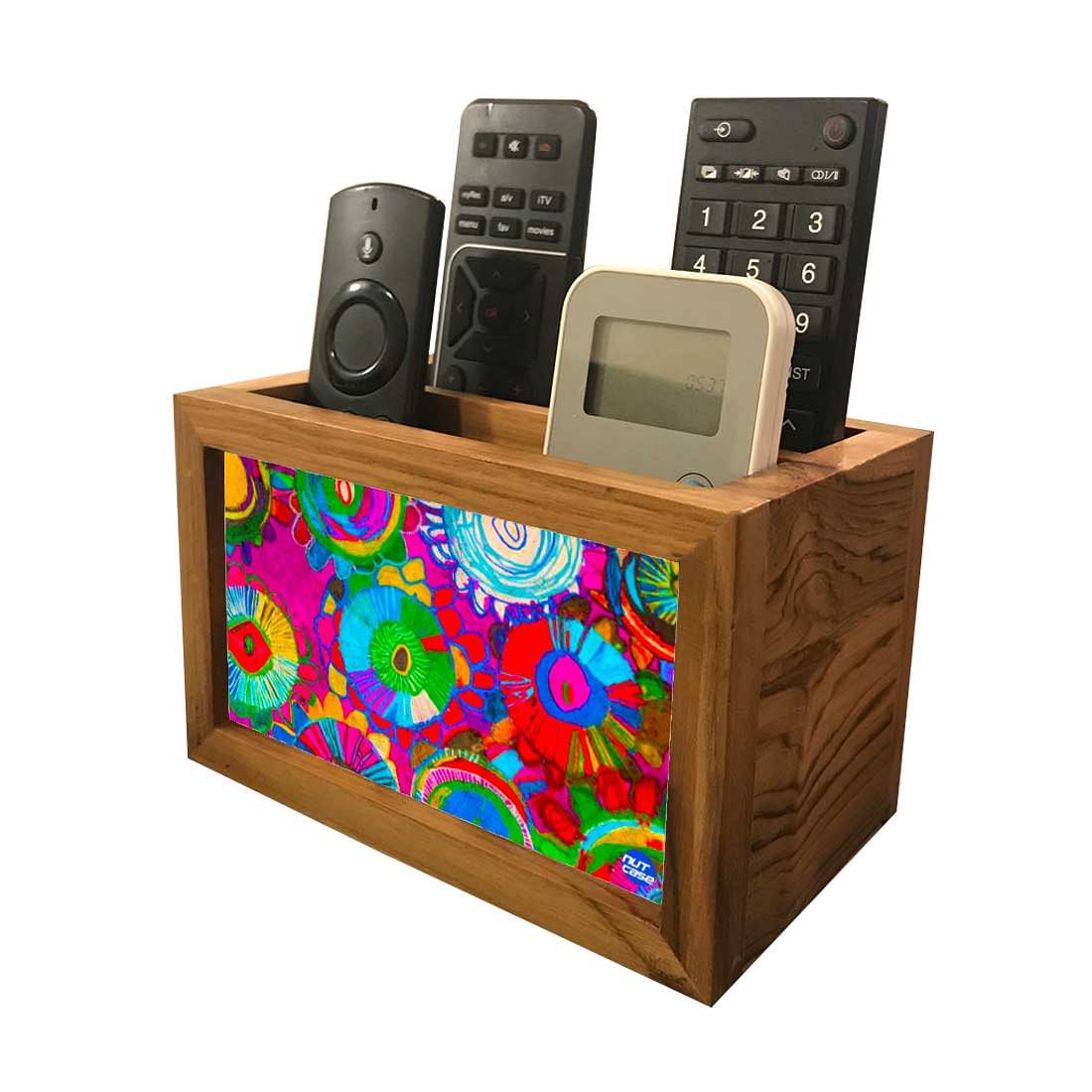 Remote Control Stand Holder Organizer For TV / AC Remotes - Floral Stitch Nutcase