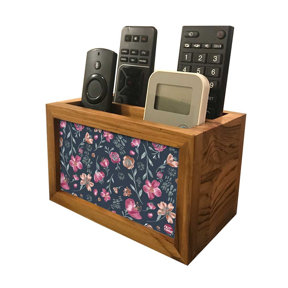 Organizer For TV AC Remotes -Cute Baby Floral Art Gray Nutcase