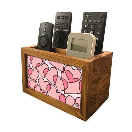 Wooden TV Remote Holder For TV / AC Remotes -  Hearts Nutcase