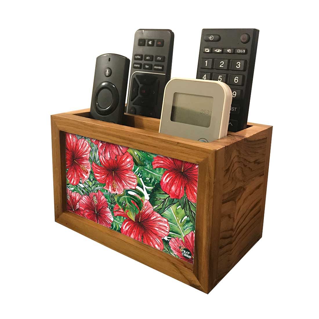 Designer Floral Tv Remote Holder For TV / AC Remotes - Hibiscus Flower Nutcase