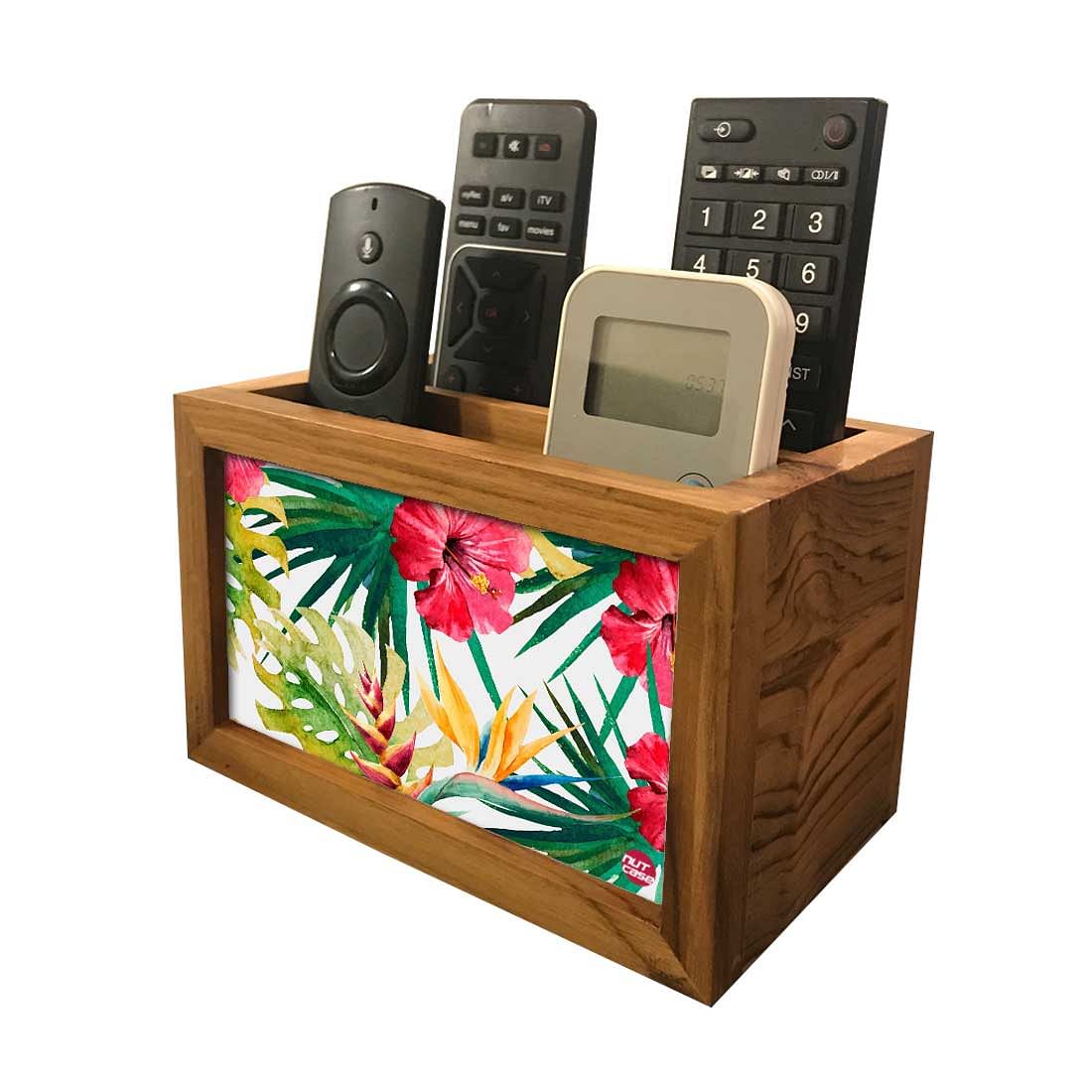 Floral Remote Control Stand For TV / AC Remotes - Hibiscus Leaves Nutcase