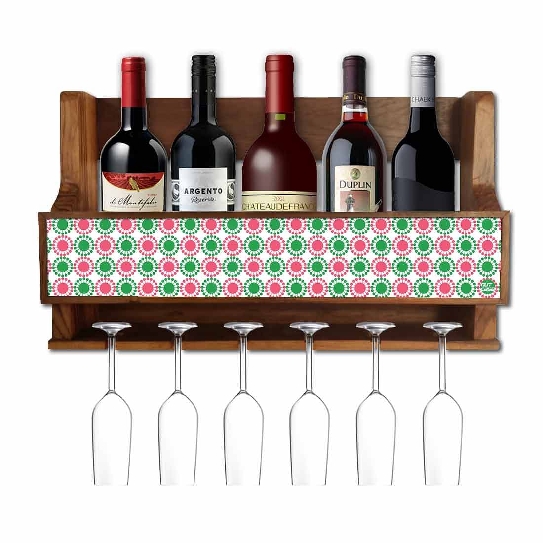 Wooden Wine Bottle Holder Mini Bar Wall Mounted - Main Image