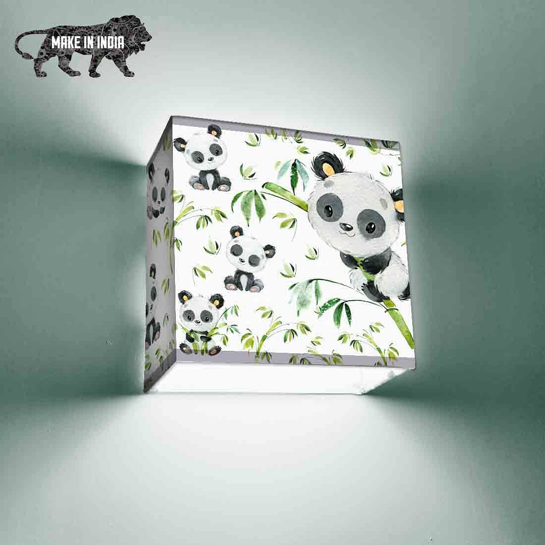 Square Designer kids Wall Light Lamps - Cute Panda Nutcase
