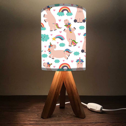 Wooden Study Table Lamp For Kids  - Unicorn Rainbow Nutcase