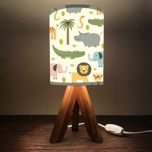 Mini Wooden Led Lamp  - Wild Animals Nutcase