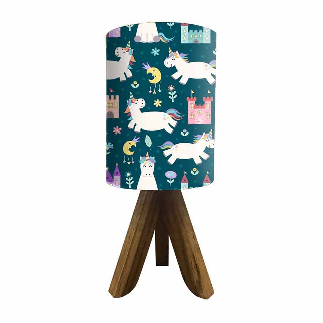 Wood Base Table Lamps For Kids  - Cute Unicorn Nutcase