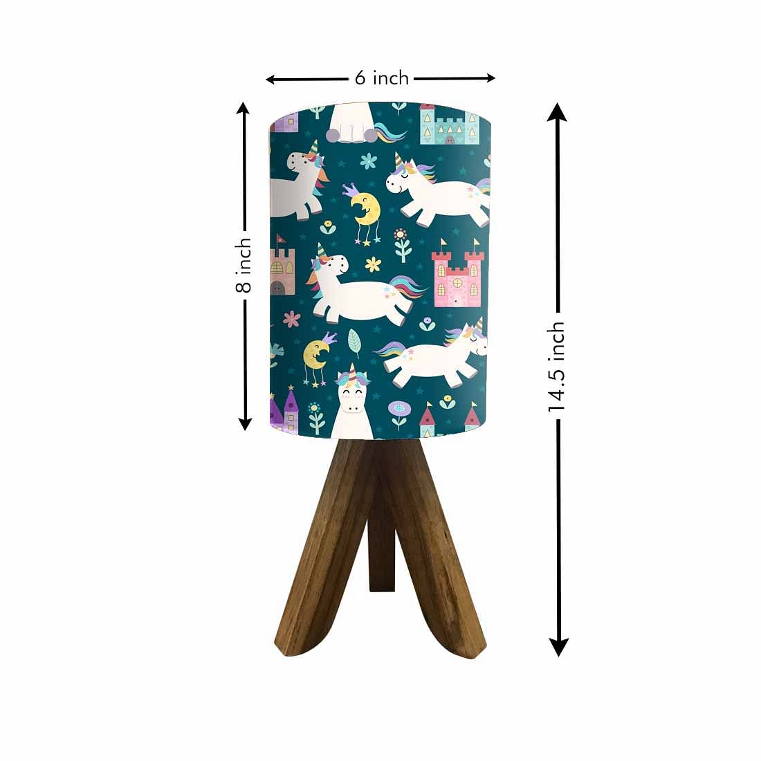 Wood Base Table Lamps For Kids - Cute Unicorn Nutcase