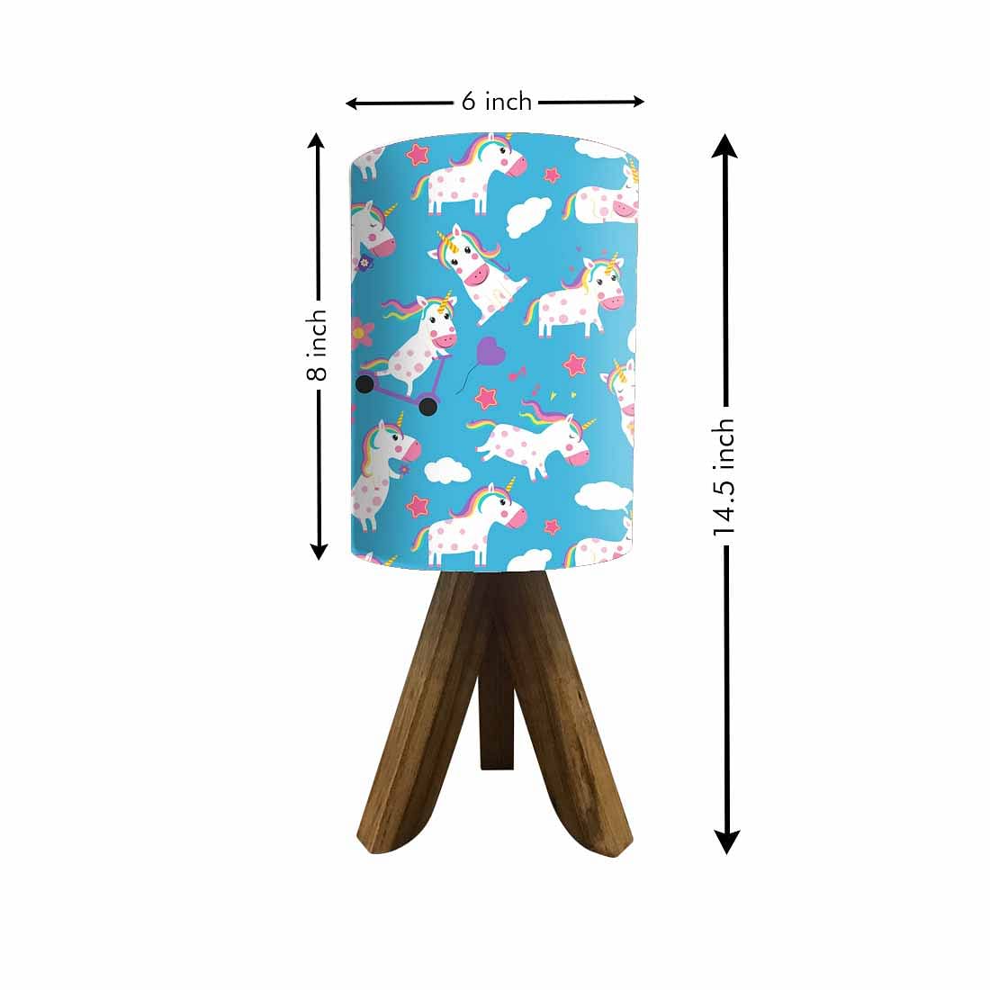 Unicorn Small Wooden Tripod Table Lamp-Kids Lamps Nutcase