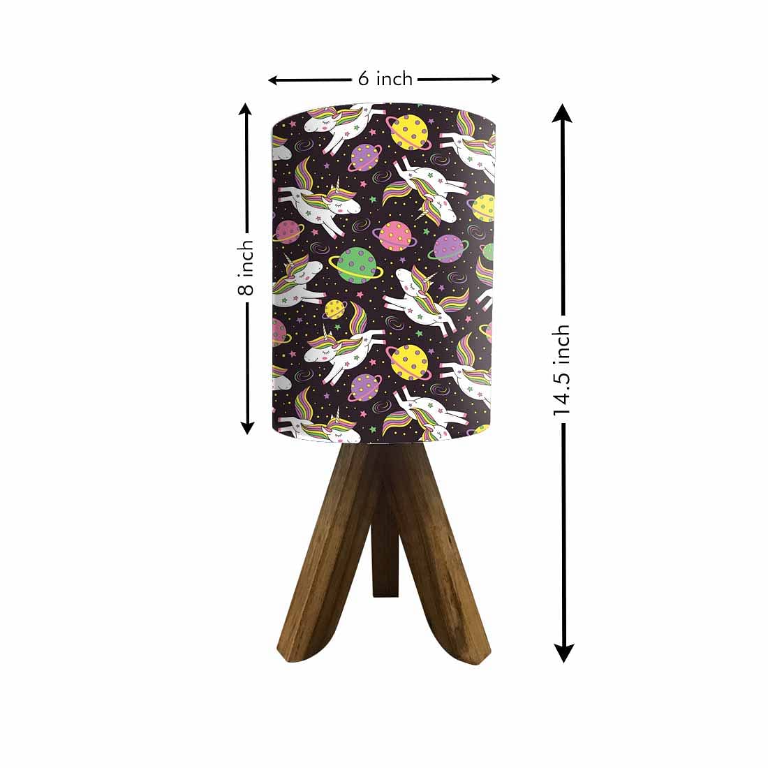 Wooden Side Table Lamps For Bedroom - Flying Unicorn Nutcase