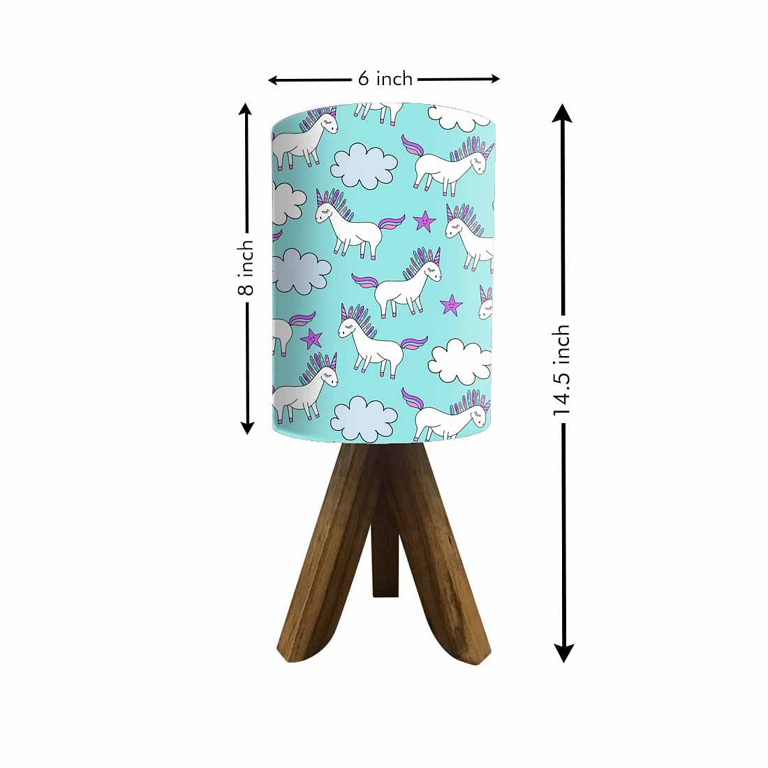 Wooden Tripod Table Lamp For Bedroom - Unicorn and Stars Nutcase