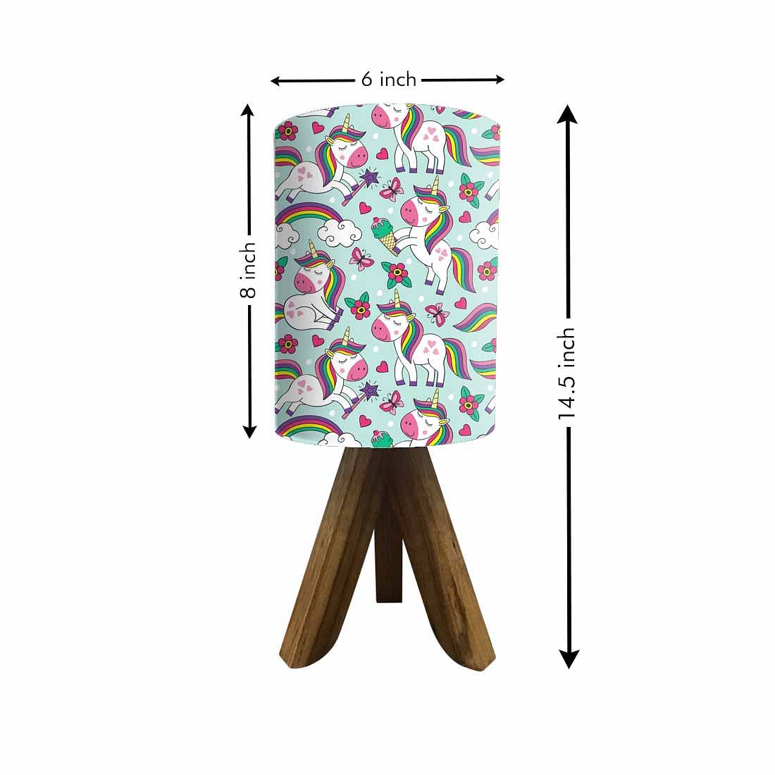 Wooden Tripod Table Lamp base For Bedroom - Cute Unicorn Nutcase