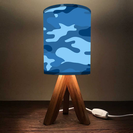 Wooden Study Table lamp For Bedroom - Blue Camo Nutcase