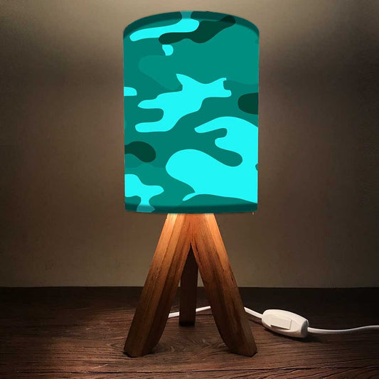 Wood Base Table Lamps For Bedroom - Green Watercolor Nutcase