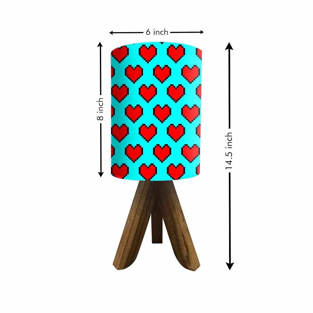 Handmade Wooden Table Lamps For Bedroom - Red Hearts Nutcase