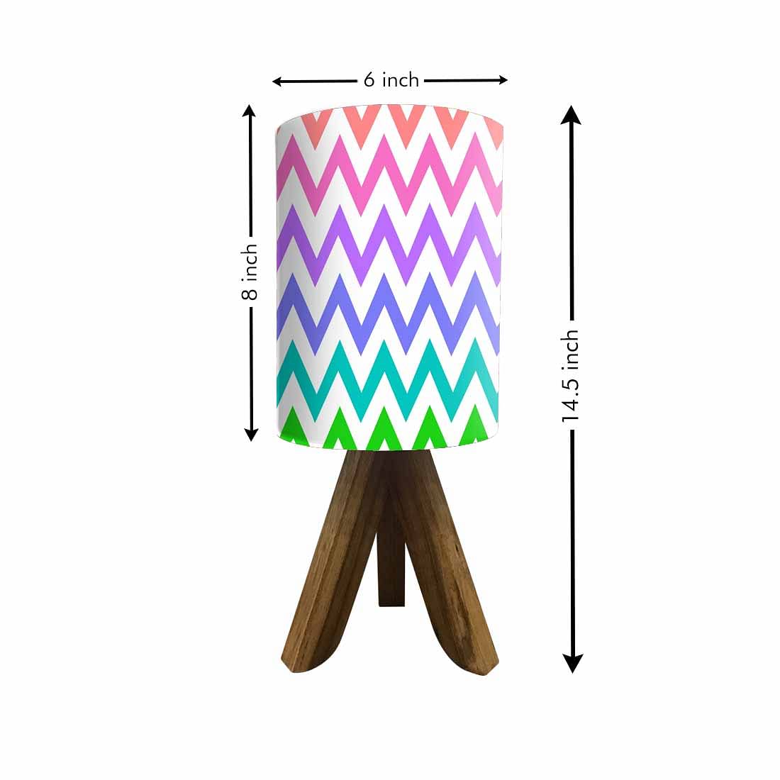 Light Wood Table Lamp For Bedroom - Multicolor Lines Nutcase