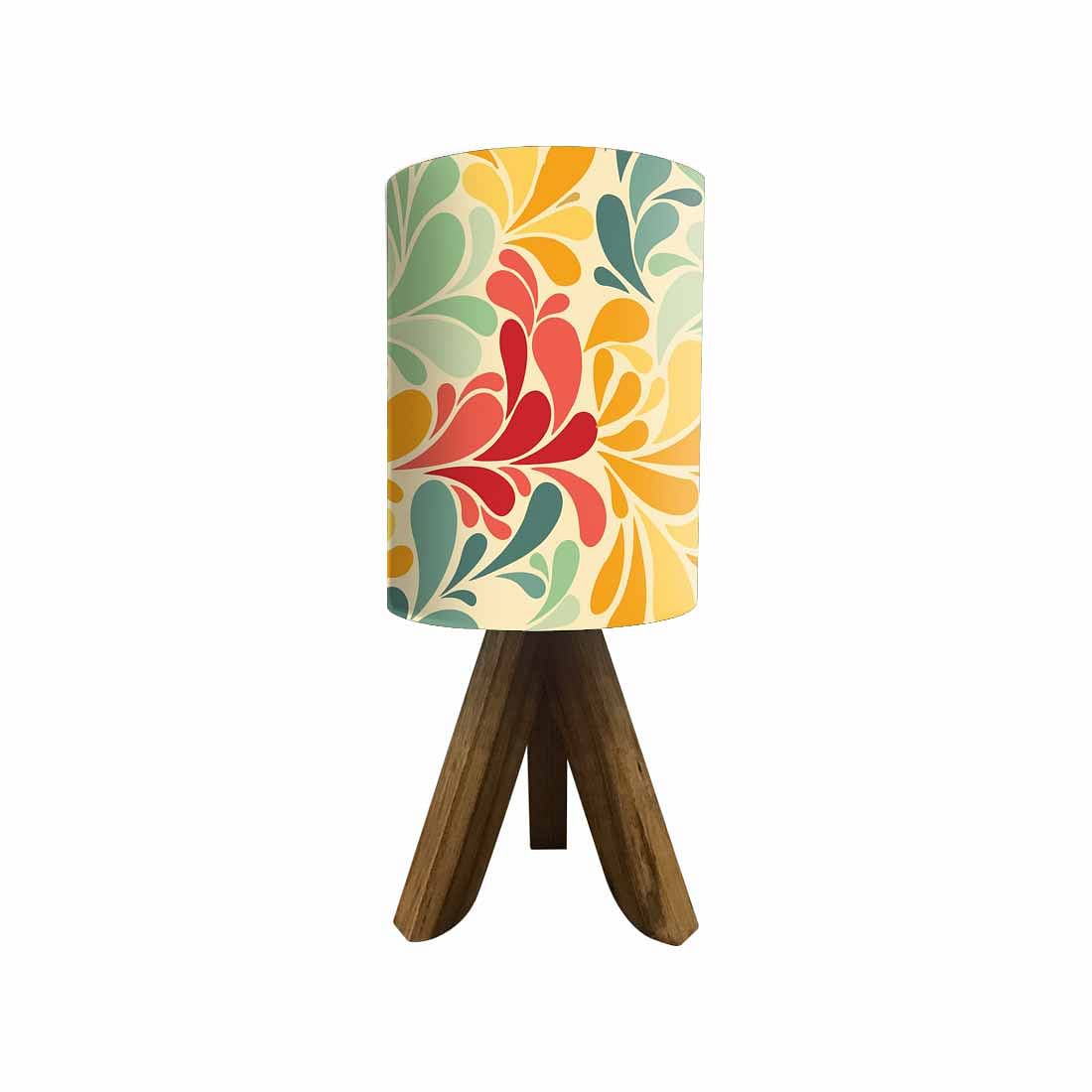 Wooden Table Lamp Mini Tripod Lamps For Bedroom-Retro Flower Nutcase