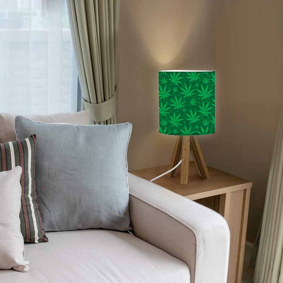 Small Wooden Table Lamp For Bedroom Living Room-Green Leaves Nutcase