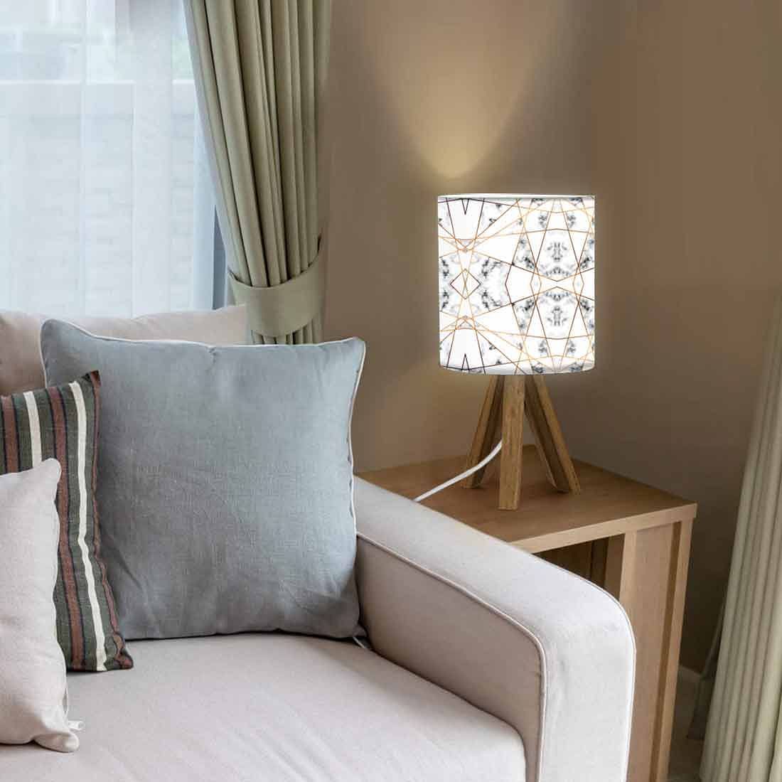 Wooden Base Lamp For Bedroom - White Smokes Nutcase