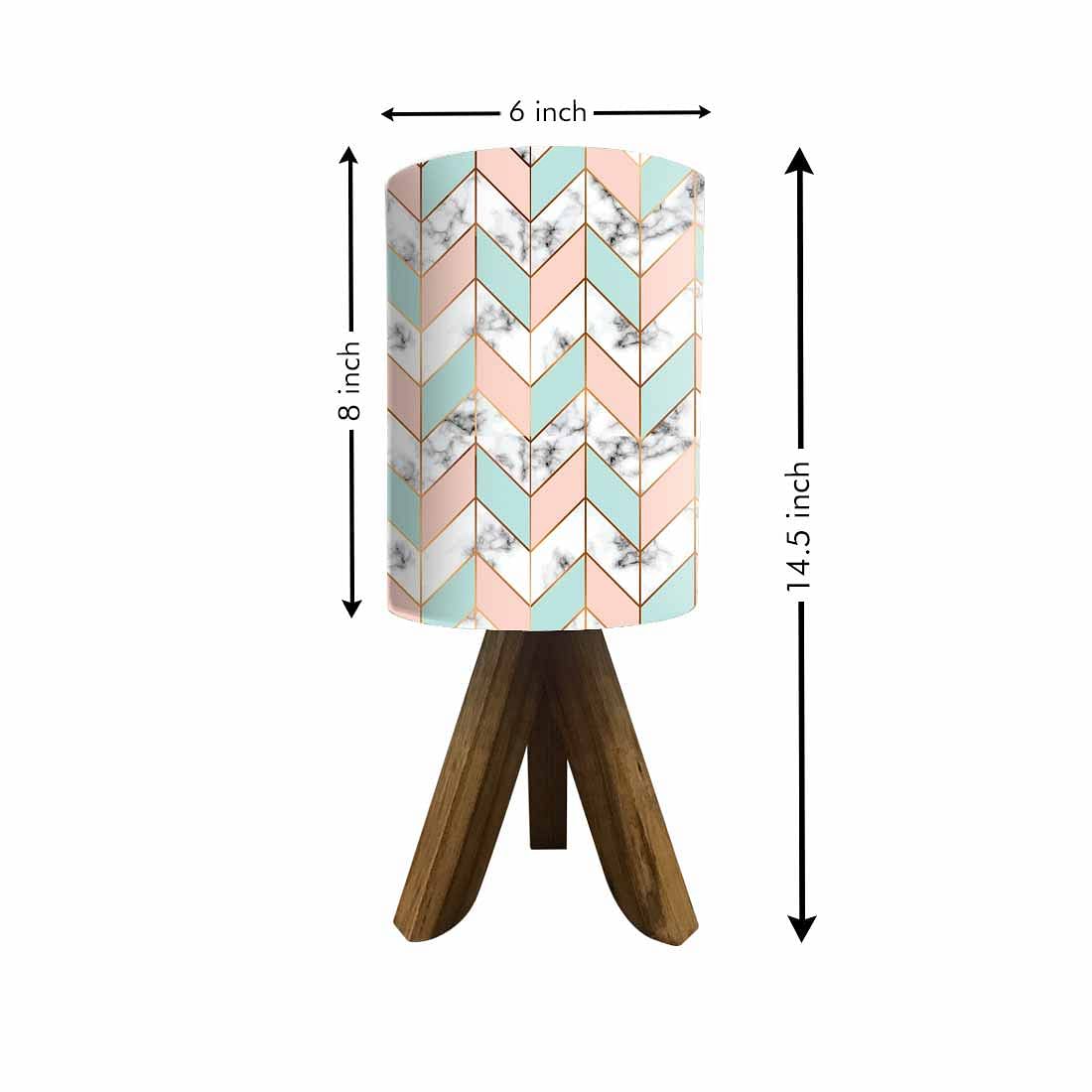 Wooden Led Lamp For Bedroom - Zig-Zag Lines Orange Green Nutcase