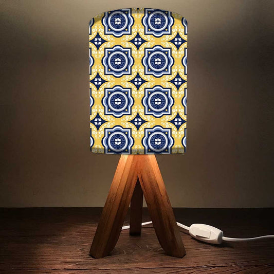 Wooden Table Lamp For Bedroom - Yellow Tiles Design Nutcase