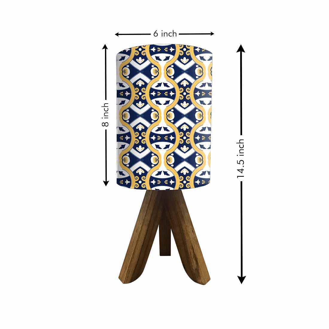 Small Wooden Lamp Table For Bedroom - White Yellow Tiles Design Nutcase