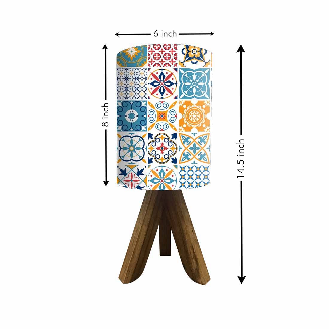 Wooden Tripod Table Lamp Mini Light for Bedroom Living Room-Spanish Tiles Nutcase