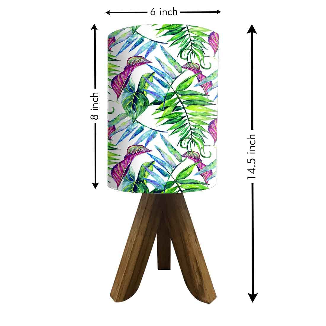 Wooden Base Lamp For Bedroom - Green Pink Leaves Nutcase