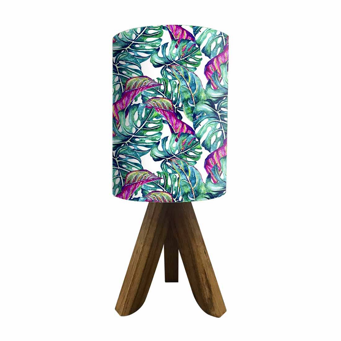 Wood Base Table Lamps For Bedroom - Pink Leaves Nutcase