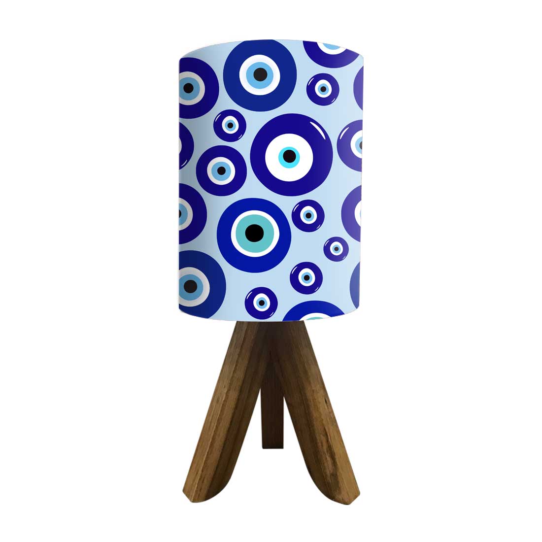 Wooden Table Lamp Mini Tripod Lamps for Kids Bedroom - Evil Eye Protector Nutcase