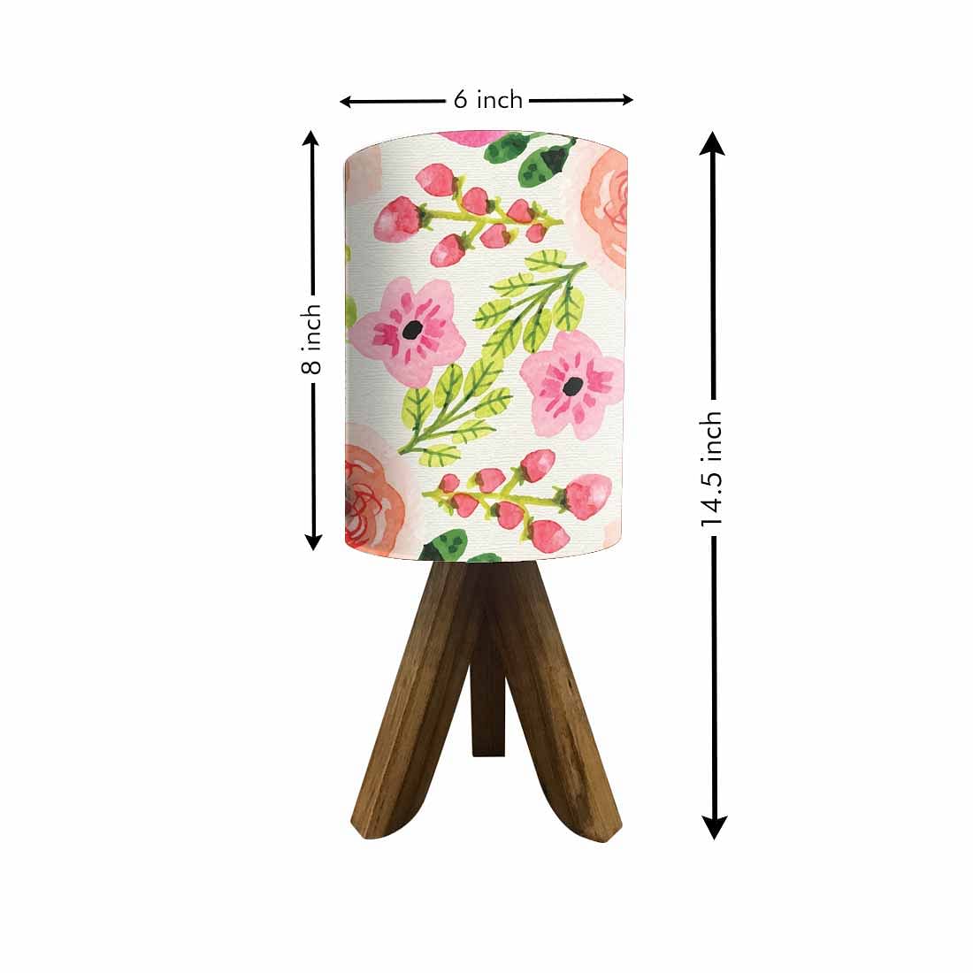 Small Wooden Bedside Table Lamps For Bedroom Living Room-Watercolor Flower Nutcase
