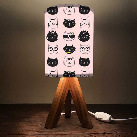 Wooden Table Lights For Bedroom - Black Cats Nutcase