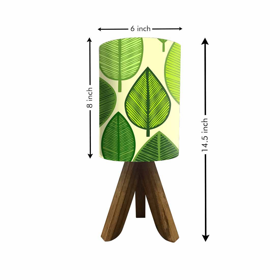 Mini Wooden Tripod Table Lamp For Bedroom Living Room-Green Leaves Nutcase