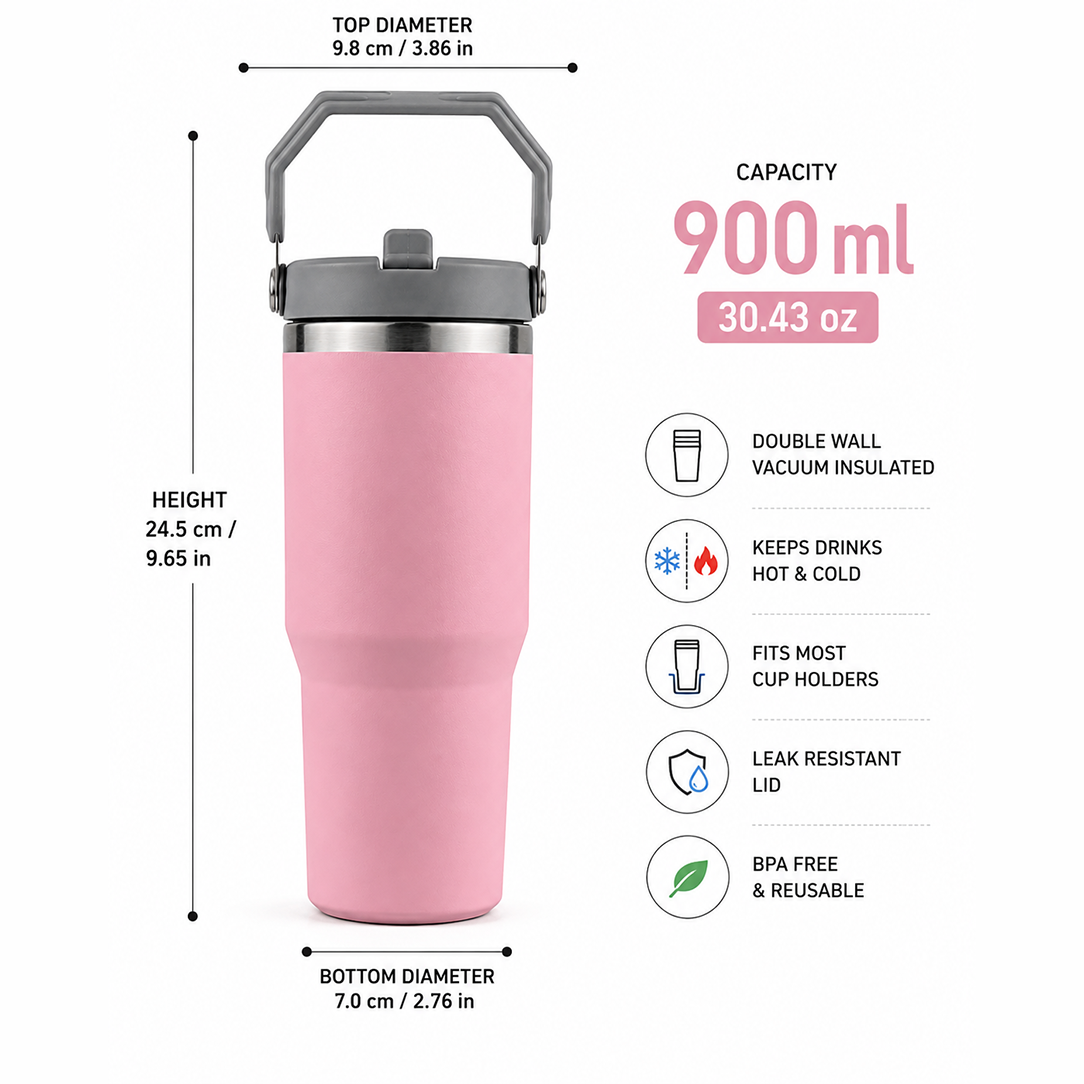 Nutcase Customized Tumbler with Names 900ml - BPA-free Insulated Sipper Bottle