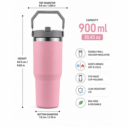 Nutcase Customized Tumbler with Names 900ml - BPA-free Insulated Sipper Bottle