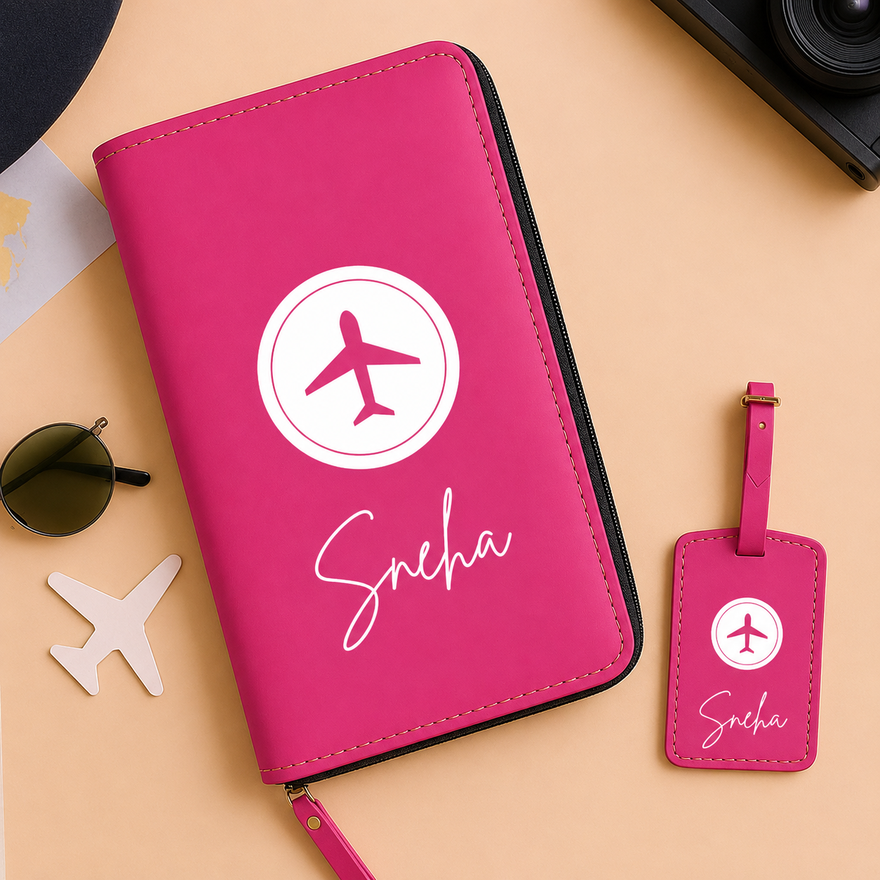 Custom Passport Wallet Travel Organizer with Luggage Tag