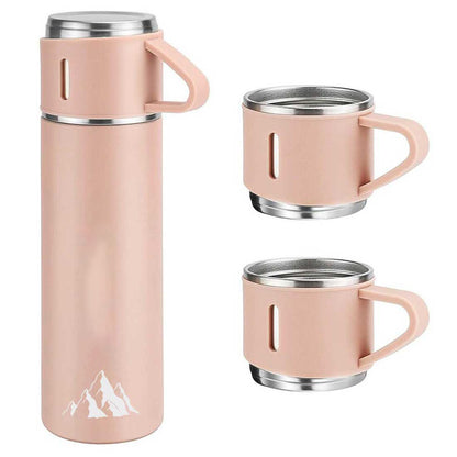 Personalised Tea Flask Thermos With 2 Cups Set - Mountain