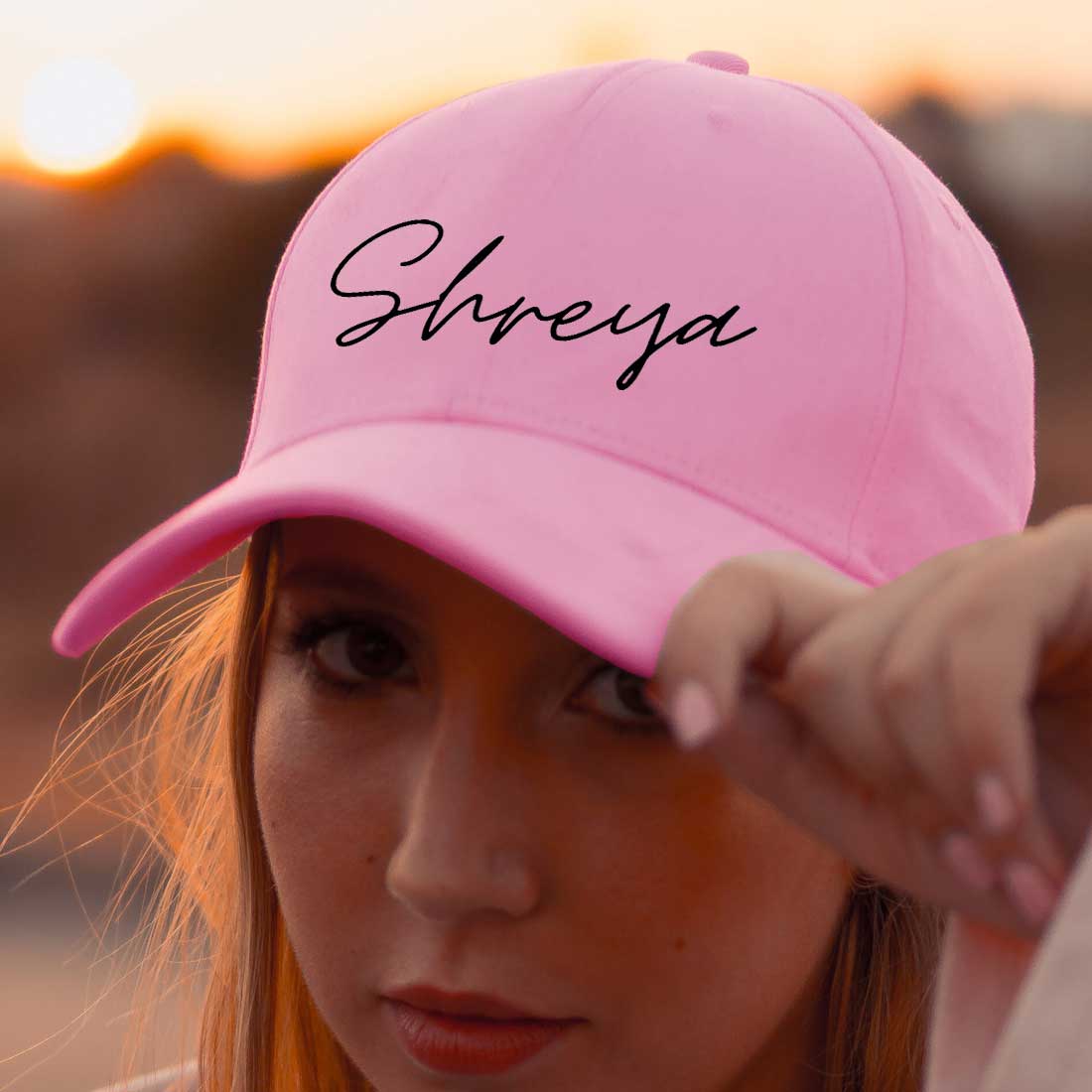 Custom Caps with Name for Ladies - Pink