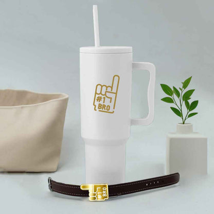 Personalized Rakhi Gift for Brother – 1200ml Insulated Tumbler with Acrylic Rakhi