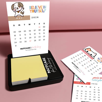Desk Calendar with Pen Stand (including Pen) and Slot for Post-its (Post Its 1 set Included)
