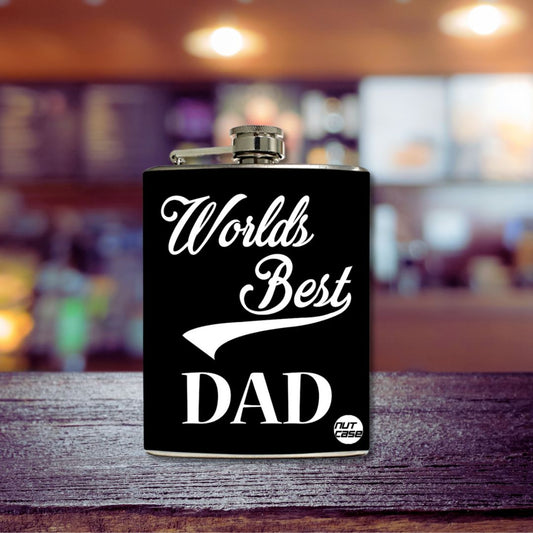 Hip Flask  -  FATHERS DAY  - World Best Day Retro - Black-Red
