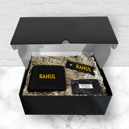 Custom Gift Boxes for Men with Personalized Wallet Keychain and NFC Card