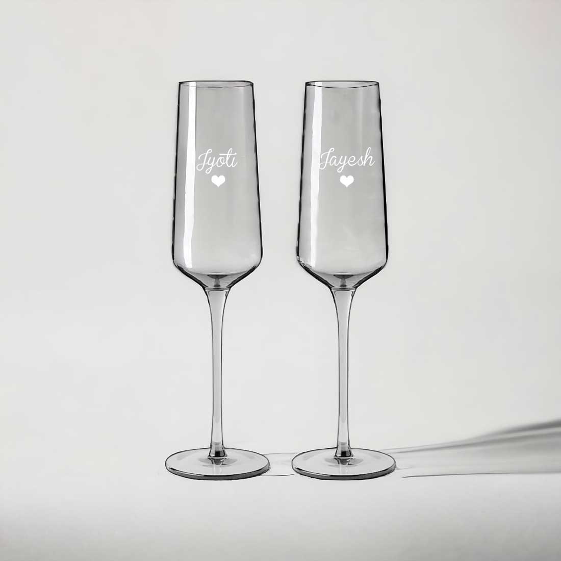 Personalized Engraved Champagne Flutes for Couple Set of 2 - Premium Champagne Glasses