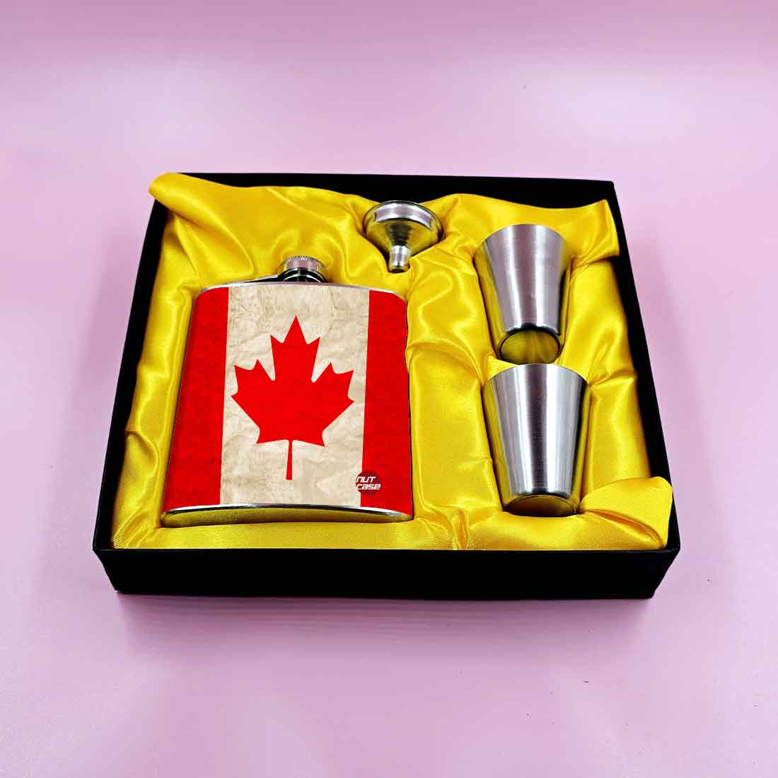 Nutcase Hip Flask Alcohol with 2 Shot Glasses Premium Whiskey Flask Gifts Set - Canada