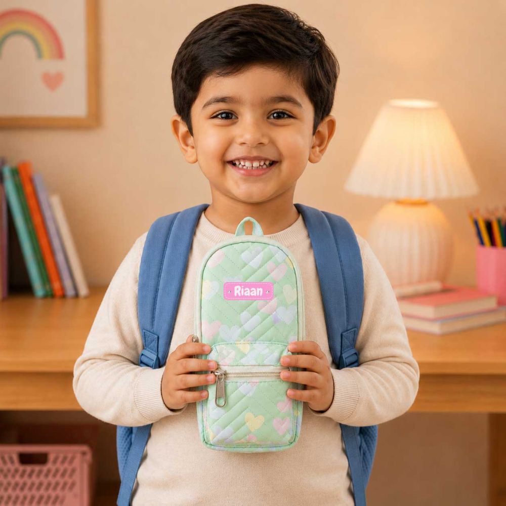Custom Pencil Pouch with Dual Pockets & Name Personalization | Birthday Gift for Kids | PU Leather