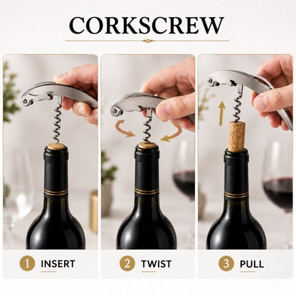 Wine Set Opener Personalized Wine Decanter Gift Set - 5 piece Stainless Steel Wine Tools Kit in Wine Bottle Shaped Case