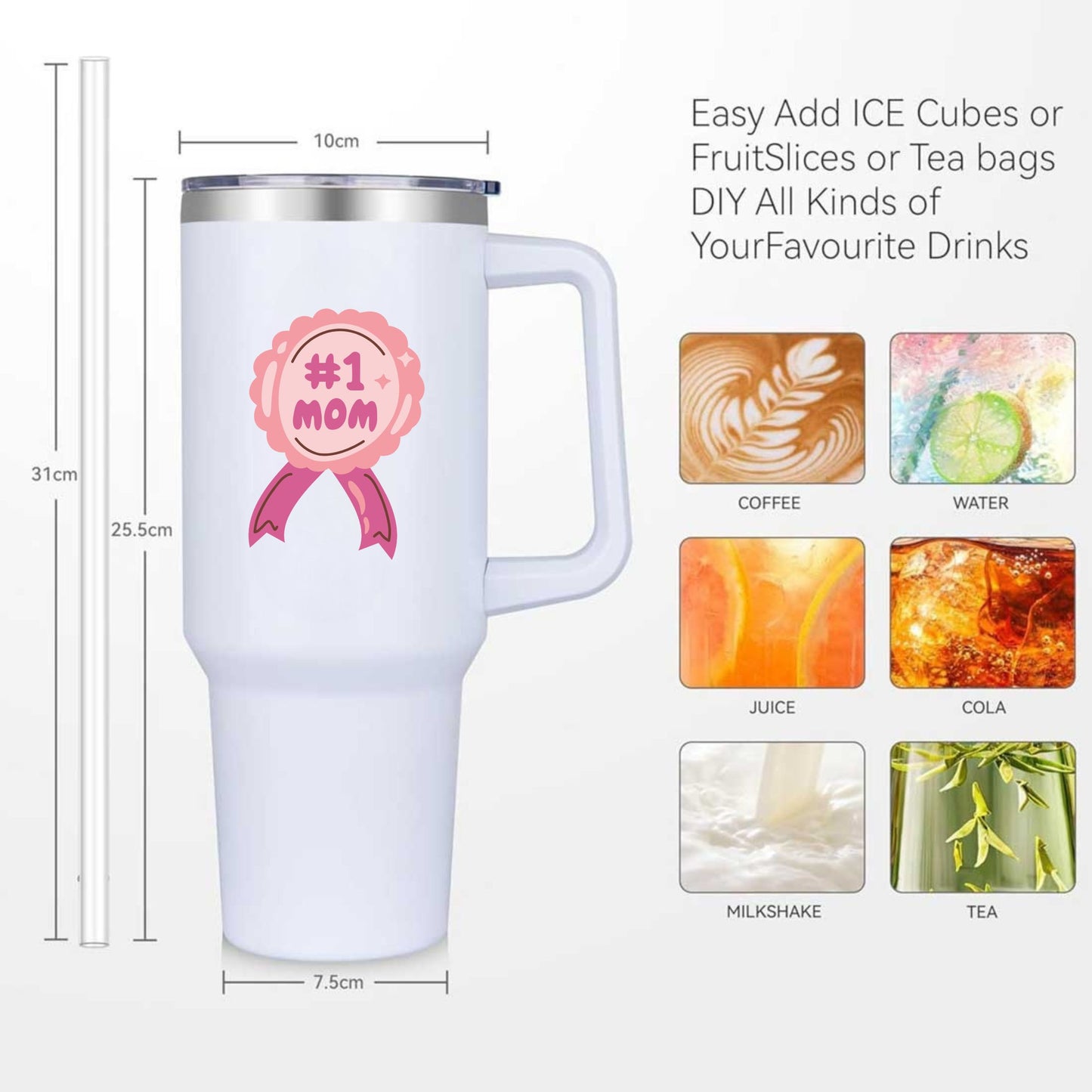 Mother’s Day Gift for Mom – 1200ml Water Tumbler with Handle | Double Insulated Stainless Steel Bottle